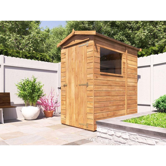 6 x 4 Garden Shed Shedrick - Pressure Treated Timber Garden Tool Storage Easy Build Roof Felt Included