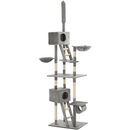 Cat Tree with Sisal Scratching Posts 230-260 cm Grey Vidaxl Grey