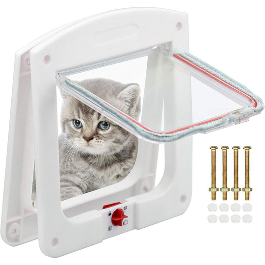 Cat & Dog Catiere Catiere Adapter Waterproofing With 4-Way Rotary Lock Small Dog, White