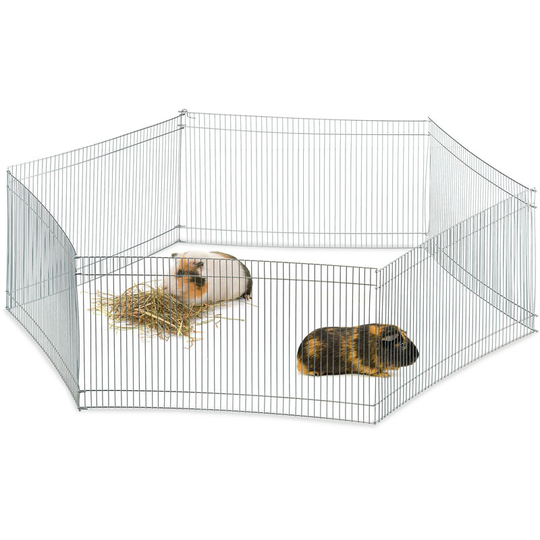 Relaxdays - Free Range Pen, 6 Panels, Close-Meshed, Enclosure for Guinea Pigs and More, 27 cm Tall, Silver