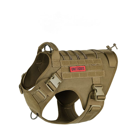 Thsinde - Tactical Dog Training Vest Dog No Drawstring, Adjustable Dog Hiking Strap Work Vest (Brown, m, Bust 60-81cm, Recommended Weight 16-30kg)