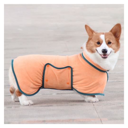 Orange Dog Bathrobe Towel Absorbs Water Medium and Small Dog Bathrobe Bathing Fast Drying Teddy Base Articles 40 * 42 * 50cm