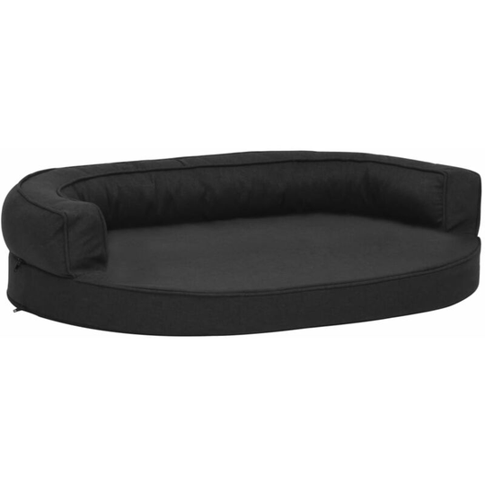 Ergonomic Dog Bed Mattress 75x53 cm Linen Look Black Vidaxl Black