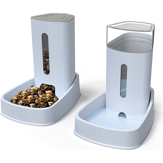 Readcly - Automatic Food and Water Dispenser for Cat Dog 3.8L x 2 Pieces Food/Water Dispenser Fountain Feeders and Drinkers Accessories Bowl