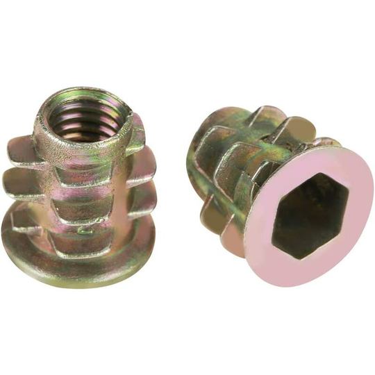 Socket Screw-in Nuts 50Pcs Zinc Alloy M5 Threaded Insert Nuts for Wood Wooden Furniture, M5*10mm