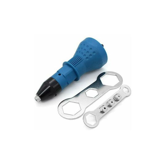 Cordless Riveter Gun Electric Rivet Drill Tool Set Rivet Adapter Nut Insert Hand Tool Accessories Black (Blue)