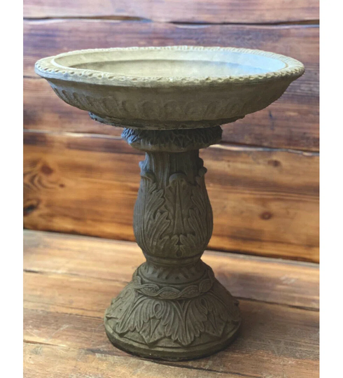 Murdoch Stone Garden Art Deco Style Leaf Vine Detailed Bird Bath Statue Ornament