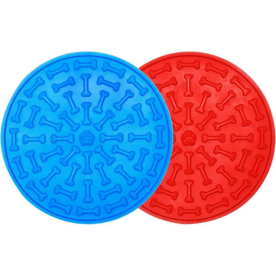 Lick Mat 2 Pack Dog Lick Mat Silicone Slow Dispensing Mat with Super Strong Suction Cup for Dog Training V11A02 (Round)