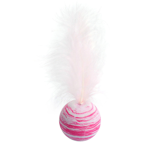 Cat Ball Toy with Feather Interactive Cat Toys Throwing Colorful eva Balls for Kittens Chasing Hunting Exercising Cats Ball Toys (Pink)