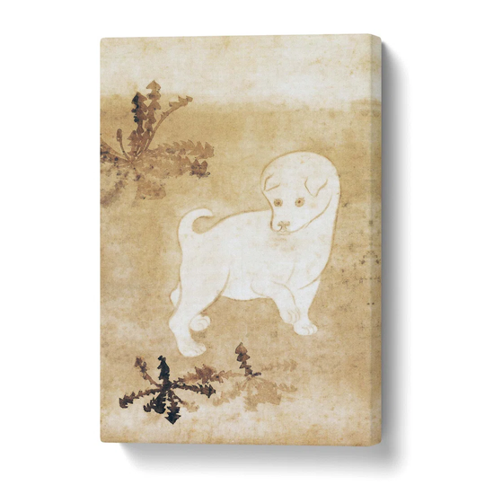 'Puppy & Dandelions' by Tawaraya Sotatsu - Wrapped Canvas Painting Print