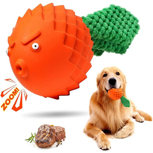 Beef Flavored Dog Toys for Chewing and Retrieving | Extra Durable Rubber Squeak Toys