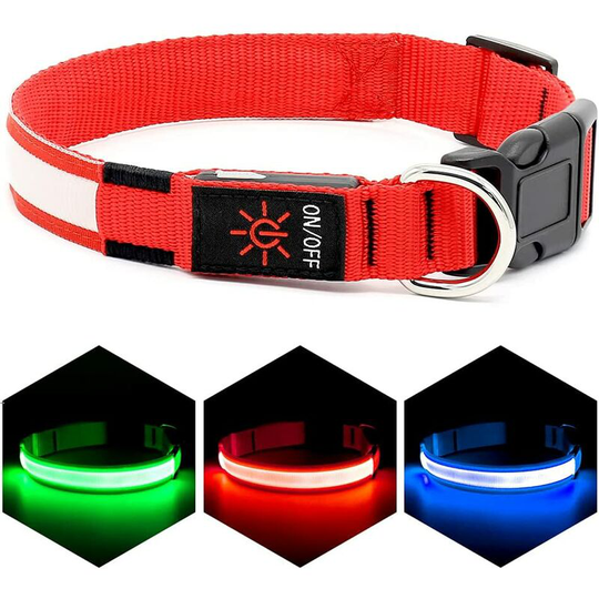 Dog Collar USB Rechargeable 100% Waterproof Adjustable Lighted Dog Collar L