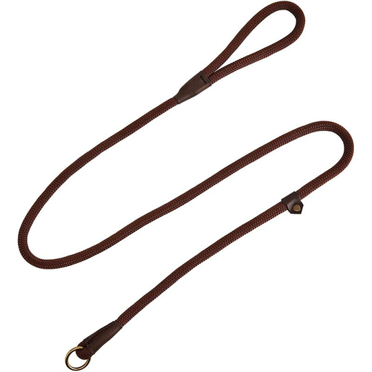 Luxury Rope Dog Slip Lead (1.5m x 12mm) (Brown) - Brown - Ancol