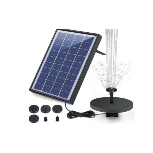 Solar Fountain Pump, Upgraded 2.5W Panel Backup Solar Water Pump Floating Fountain, 6 Nozzles - Muff
