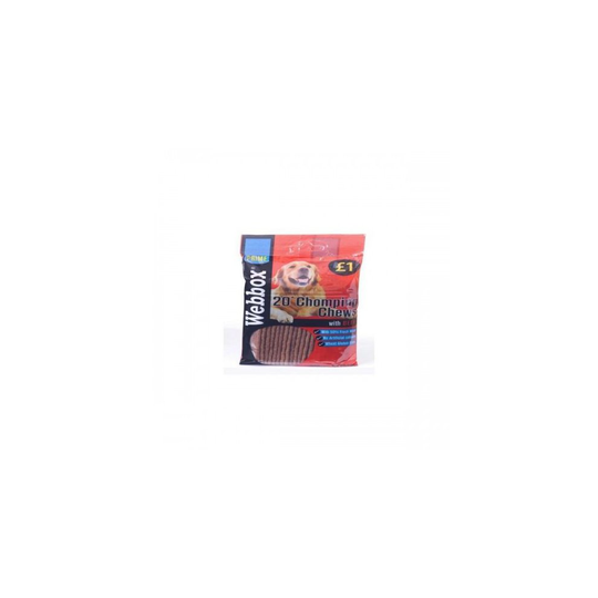 (One Size, Beef) Webbox Chomping Chews For Dogs (Pack Of 16)