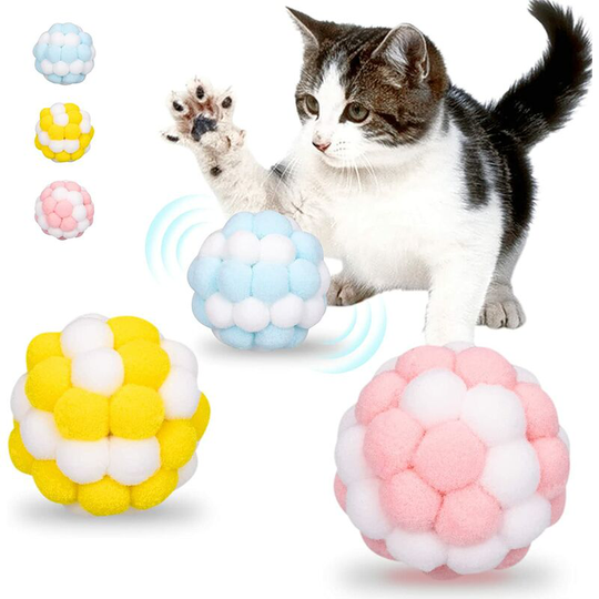 Pcs Interactive Cat Toy with Bell Interactive Plush Cat Balls Chew Resistant Cat Balls for Interaction and Training