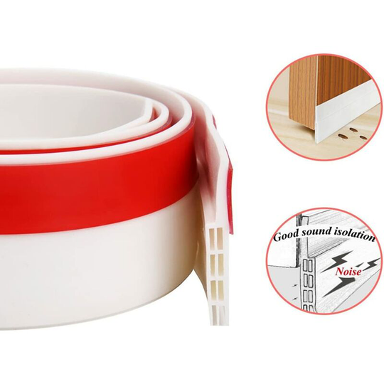 Door Bottom Caulk, Soft Silicone Weatherstrip Weatherstrip Noise Insulation Anti-Mouse Cockroach Waterproof - White