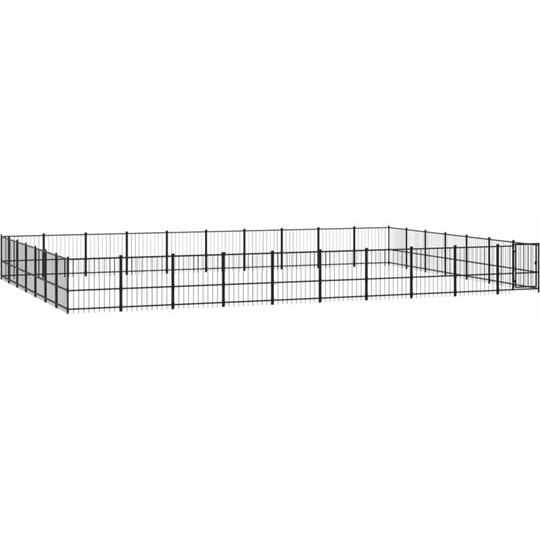 Outdoor Dog Kennel Steel 65.86 m² Vidaxl Black