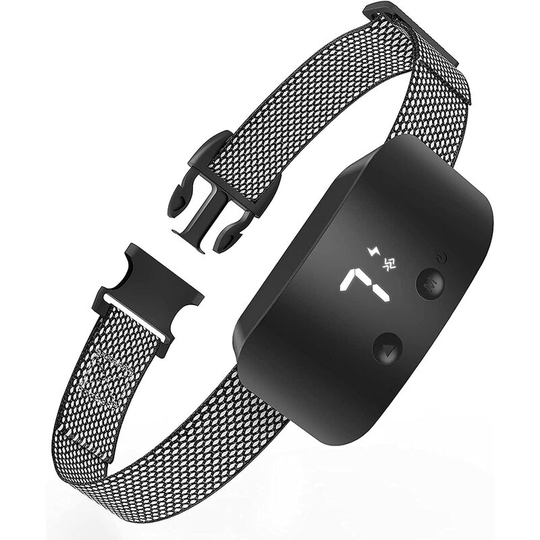 Tinor - Rechargeable Dog Anti Bark Collar - Collar Device with Electrostatic/Vibration/Ring Mode IP67 Waterproof Reflective Belt Suitable for Large,