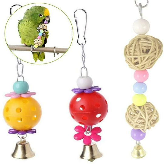 Thsinde - Father's Day 13pcs Bird Cage Toys Parrots Reliable & Chewable Hanging Chewing Bite Bridge Wooden Beads|Bird Toys