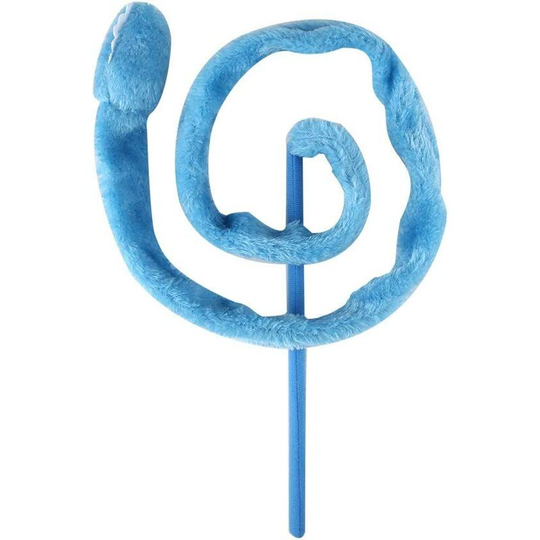 Interactive Cat Toy Funny Cartoon Snake Shape Plush Teaser Pet Cats Kitten Exercise Playing Toy Catcher Rod Baton (Blue)