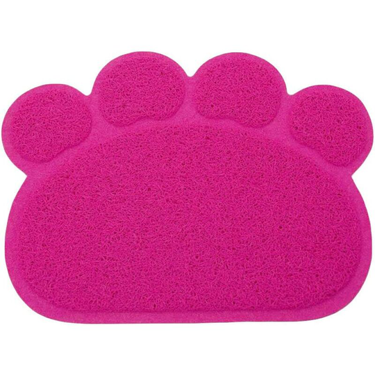 Litzee - pvc Paw Shape Cat Dog Litter Tray Cover Anti-slip Water Bowl Feeding Tray Pink
