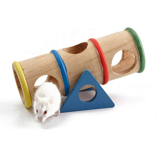 Rainbow Rocking Tube Toy Hamster Swing Toy Wooden Landscaping Pet Golden Bear Can Use Tunnel Hamster Accessories-Swing Toys-Exercise-Increase The Fun