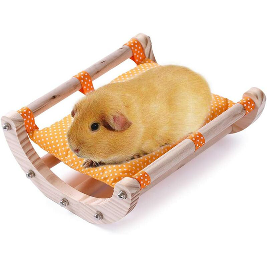 Guinea Pig Cage Accessories for Hamster Bed and Toys Cute Wooden Hammock Hideout Soft Warm Cotton Home Supplies Size L