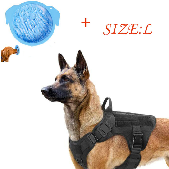 Thsinde - Tactical Dog Harnesses, Military Working Dog Ring Vests, Tension-Free Training Harness--L,with Dog Bowl