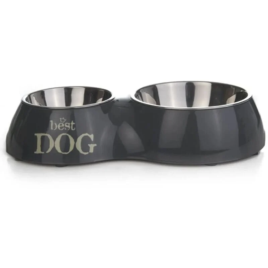 Double Feeding Bowl Best Dog 1050 ml 37x22 cm 650396 Beeztees Grey