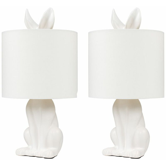 Minisun - 2 x Lepus White Hare Table Lamps - White - Including led Bulb