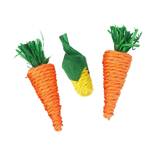 FVO - 8 Rabbit Chew Toys, Small Animal Chew Toys for Hamster, Corn, Carrot for Rabbit, Chinchilla, Guinea Pig, Hamster, Groundhog Squirrels Grind