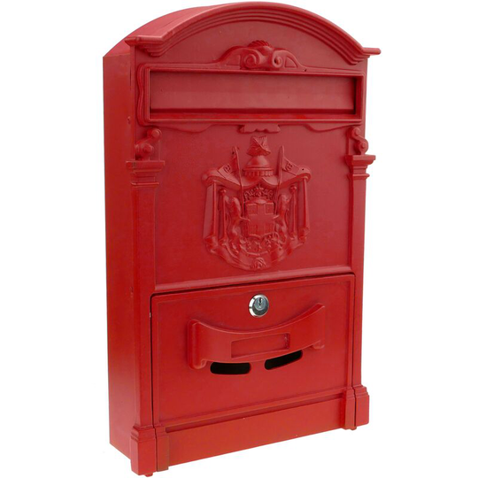 PrimeMatik - Vintage letter mail post box mailbox letterbox antique metallic red color for wallmount