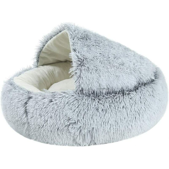 Pet warm nest, soft round pearl velvet cat plush toy for cats and dogs. Pet Supplies - Gray