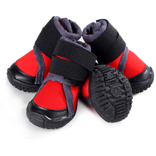 FVO - Dog shoes paw protection with anti-slip sole, reflective straps, Velcro waterproof snow shoes for medium-sized dogs 4 pieces