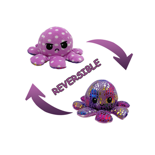 (Pattern 15) Reversible Octopus Plush Toy Double-Sided Flip