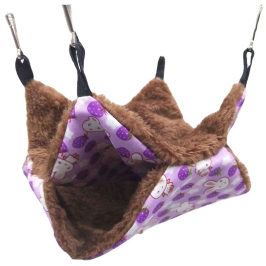 Winter Small Animals Cage Hammock Warm Bunk Bed Glider Sugar Bed(Purple,35*35cm)