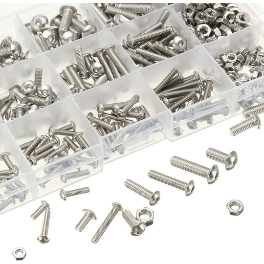 Kit 440PCS M3 M4 M5 Stainless Steel Hex Head Socket Cable Bolts Bolts Lock Nuts Assortment Kit with Storage Box