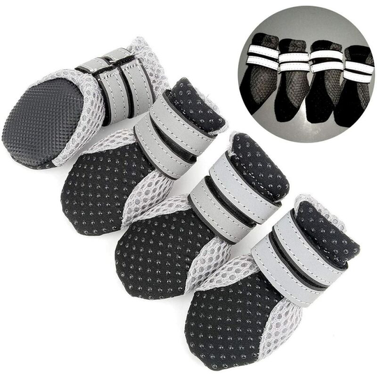 Soekavia - Paw Protector Dog Boots Summer Non-slip Small Dog Booties Reflective Breathable Soft Mesh Puppy Dog Shoes Heat Resistant for Hot Weather