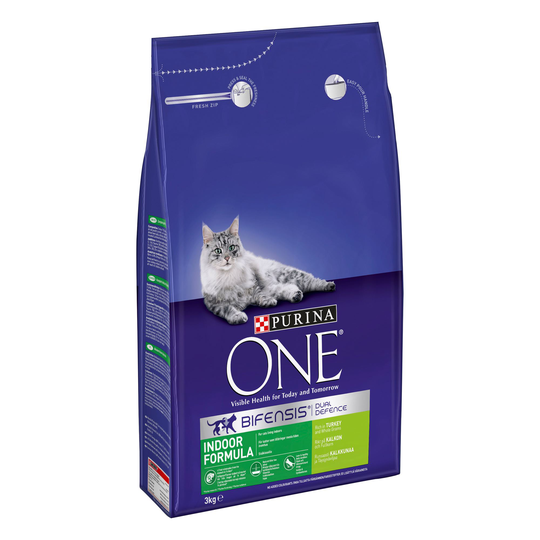 Purina ONE Indoor Turkey & Whole Grains Dry Cat Food - Economy Pack: 2 x 3kg