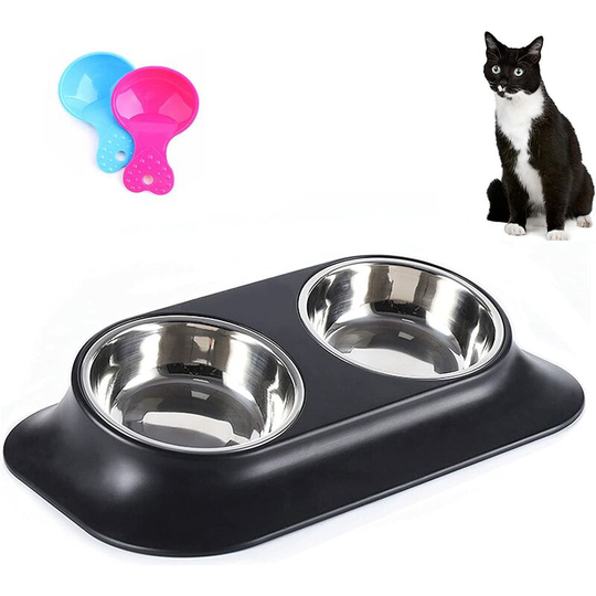 Modou - Cat bowl, protect the cervical spine 15 ° inclined double bowl for cats and dogs, non-slip and anti-spill, suitable for pets and cats