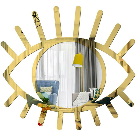 3d Eye Shaped Mirror Self-adhesive Acrylic Mirror Sticker Living Room Home Gold