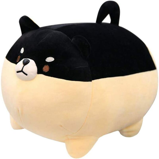 Plush toy Anime Corgi sweet pillow for cute stuffed dog, plush gift for boys and girls (black, 40 cm)