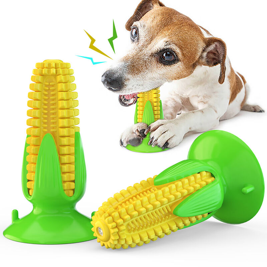 Lifcausal - Dog Chew Toys Corn Suction Cup Dog Toy Interactive Molar Bite Toy with sound for Helping Teeth Cleaning Training Dragging Chewing