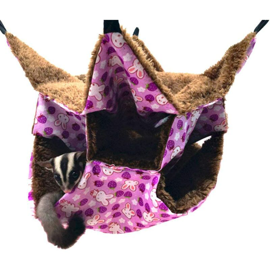 Devenirriche - Hammock for small pets - Triple bed for rat, guinea pig - Comfortable bedding accessories - Tunnel for ferret - For chinchilla,