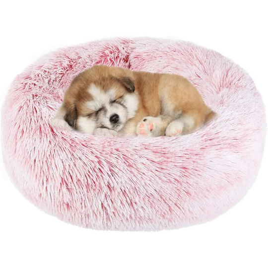 Langray - Donut Dog Cat Bed, Soft Plush Pet Cushion, Anti-Slip Machine Washable Self-Warming Pet Bed - Improved Sleep for Cats Small Medium Dogs
