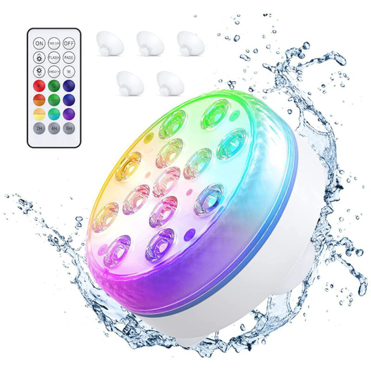 MUFF Hot Tub Light, 13 LED Beads, 16 Colors Diving LED Light with RF Remote Control for Pool, Pond, Fish Tank, Aquarium, Party (1 pcs)