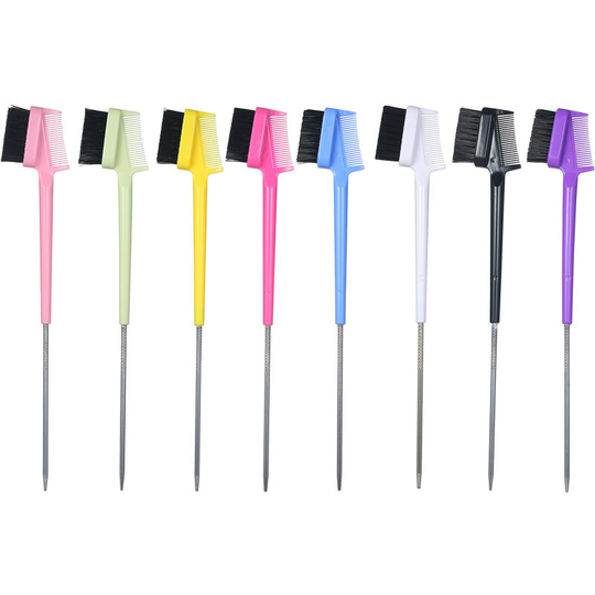 1Pcs Hair Edge Brush Double Sided Hair Comb Pack Smooth Brush Control Eyebrow Comb Grooming for Wet/Dry/Long Thick Curly Hair Random Colors