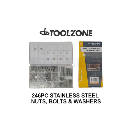 246pc Stainless Steel Nuts And Bolts Washers M3 M4 M5 M6 Steel Grade 201 HW037 - Toolzone