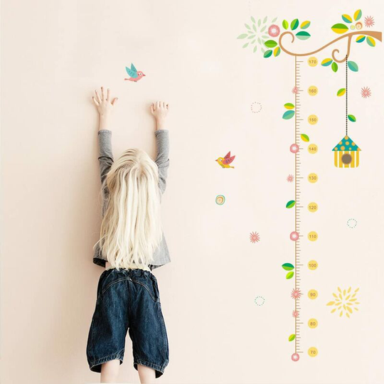 Dksfjkl - Cartoon Tree Branch Aviary Falling Leaves Growth Height Chart Removable Wall Stickers Decals, Kids Room Nursery Kids diy Decorative Wall